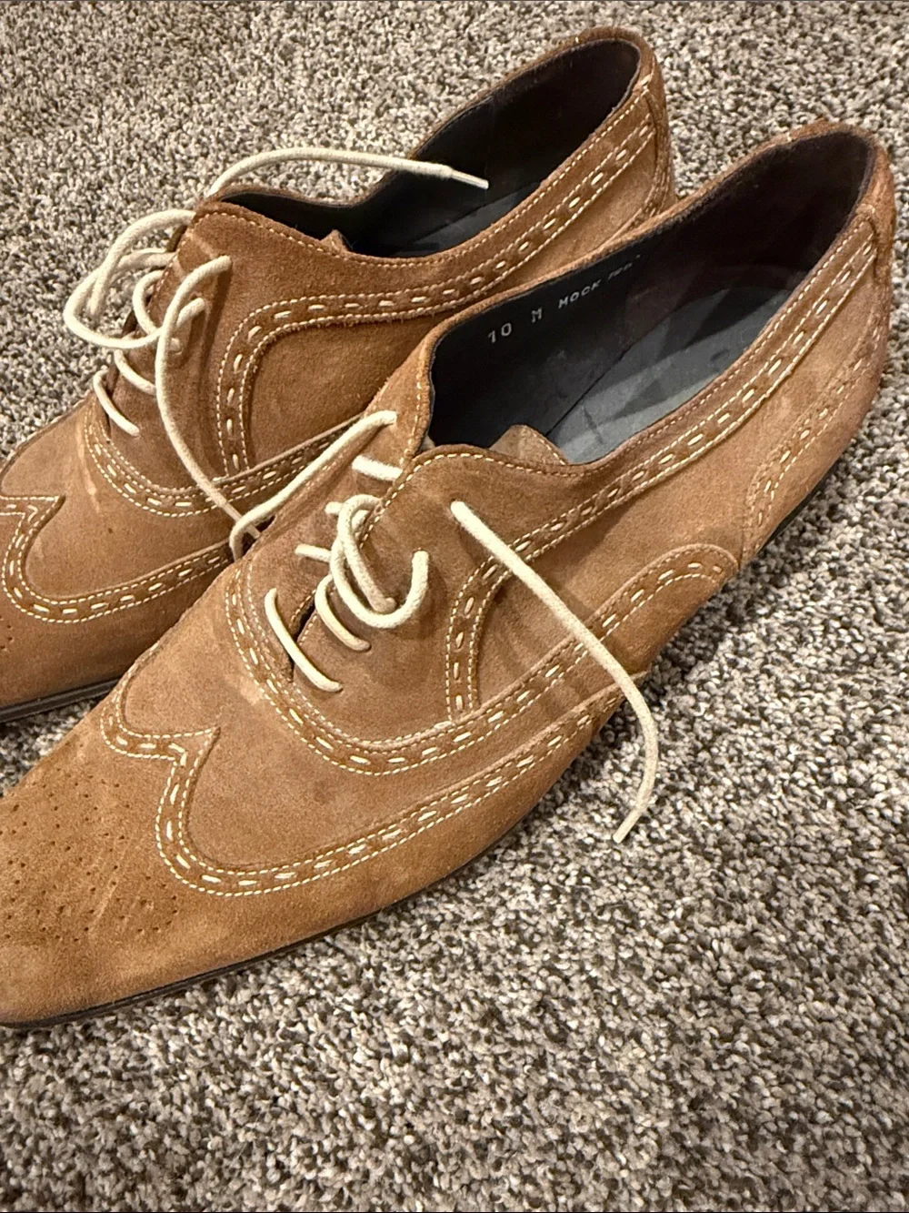 Donald J. Pliner Tan Suede Wingtip Derby Shoes